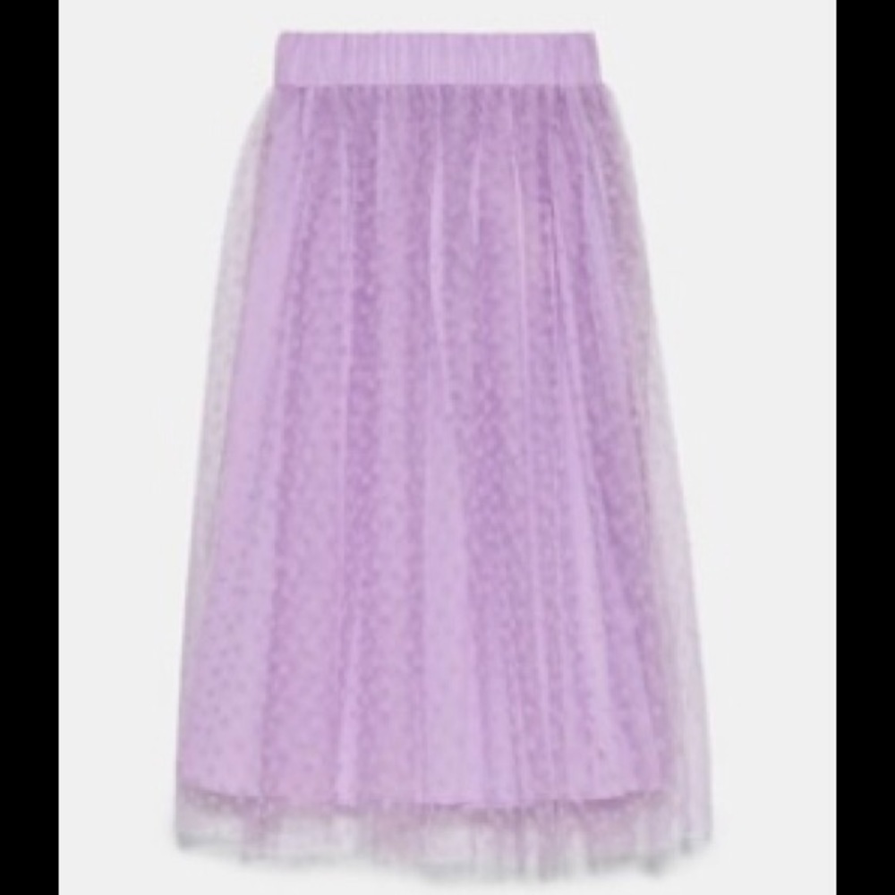 Zara Tulle MIDI Skirt Light Lilac